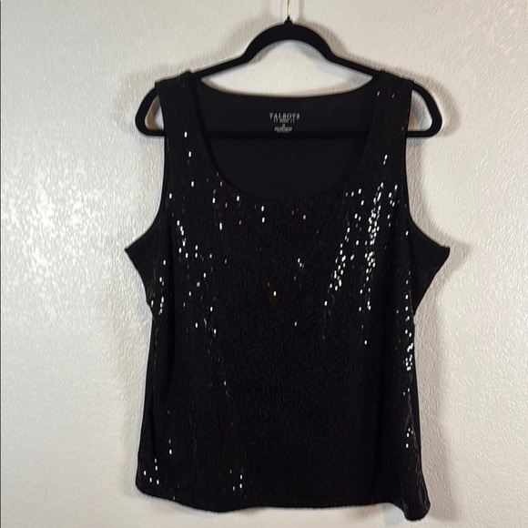 Talbots Black Sequined Square Neck Tank Size 1X - Picture 1 of 6